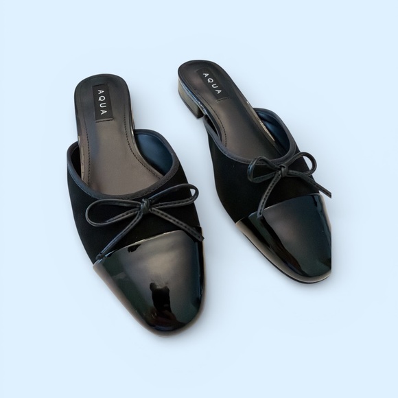 Aqua Glossy Black Loafers - Picture 4 of 5